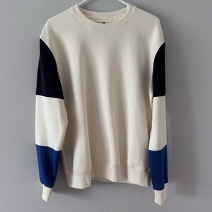 Denim & Flower Colorblock Fleece Sweatshirt Preppy Casual Sporty Lounge Men’s M